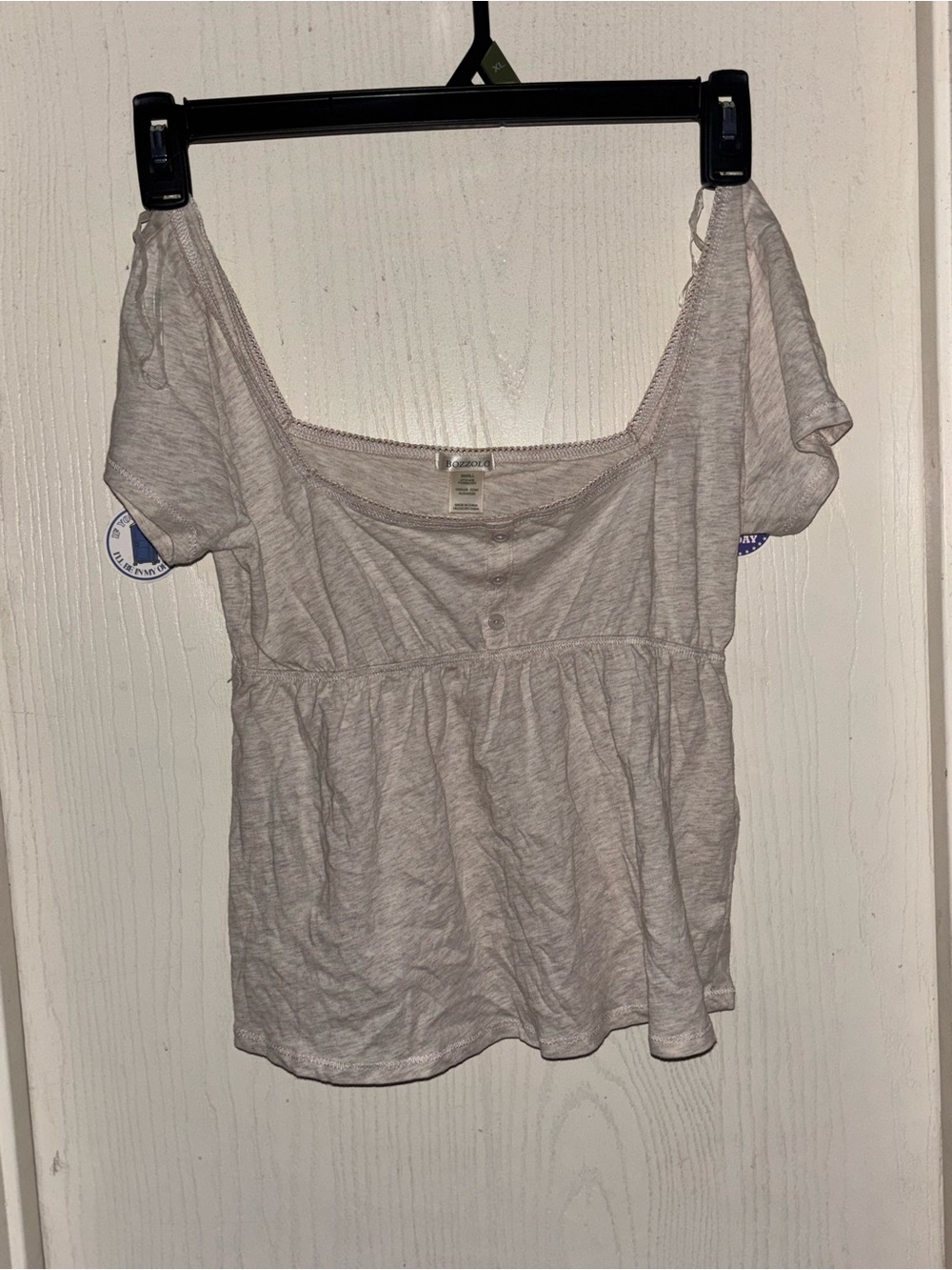 Bozzolo Light Gray Scoop Neck Peplum Crop Top